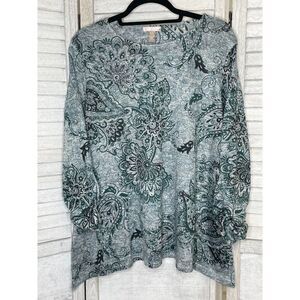 White Stag Green and Black Paisley Blouse